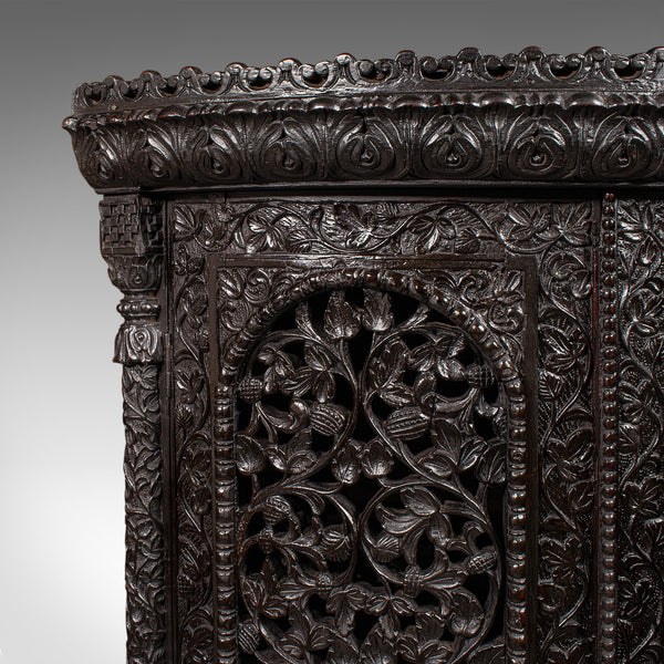 Antique Veranda Gin Cabinet, Ceylon, Teak, Corner Cupboard, Victorian, C.1880