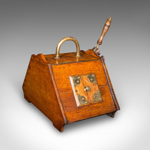 Antique Coal Purdonium, Scottish, Oak, Fireside Store, Gothic Revival, Victorian