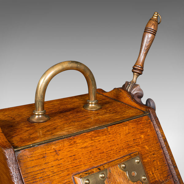 Antique Coal Purdonium, Scottish, Oak, Fireside Store, Gothic Revival, Victorian