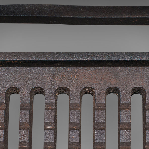 Antique Fire Basket, English, Cast Iron Fireplace Grate, Edwardian, Circa 1910