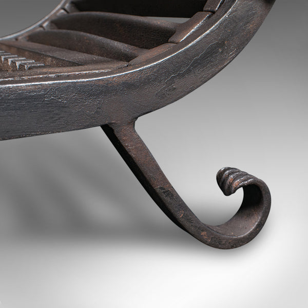 Antique Fire Basket, English, Cast Iron Fireplace Grate, Edwardian, Circa 1910