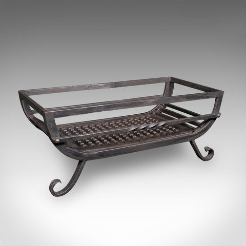 Antique Fire Basket, English, Cast Iron Fireplace Grate, Edwardian, Circa 1910