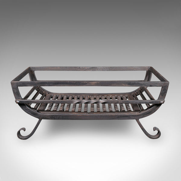 Antique Fire Basket, English, Cast Iron Fireplace Grate, Edwardian, Circa 1910