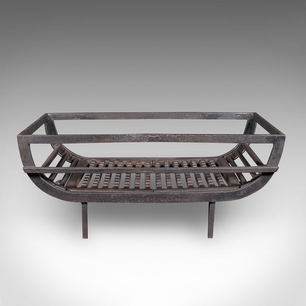 Antique Fire Basket, English, Cast Iron Fireplace Grate, Edwardian, Circa 1910