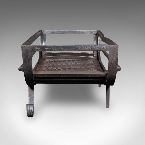 Antique Fire Basket, English, Cast Iron Fireplace Grate, Edwardian, Circa 1910