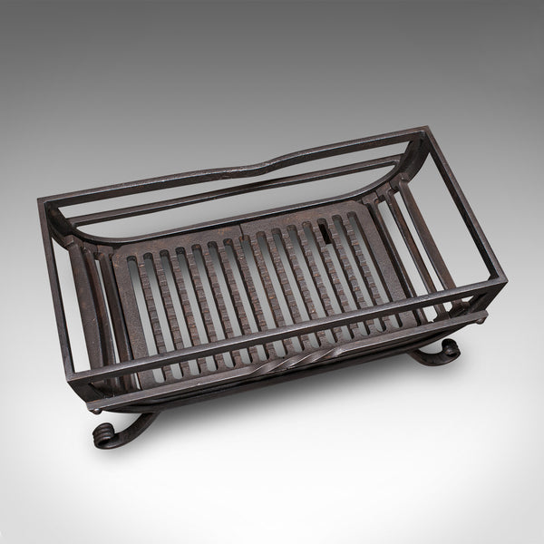 Antique Fire Basket, English, Cast Iron Fireplace Grate, Edwardian, Circa 1910