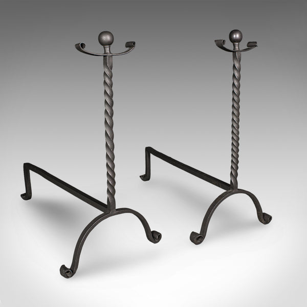 Large Pair of Antique Fireplace Andirons, English, Fire Dog, Victorian, C.1860 - London Fine Antiques