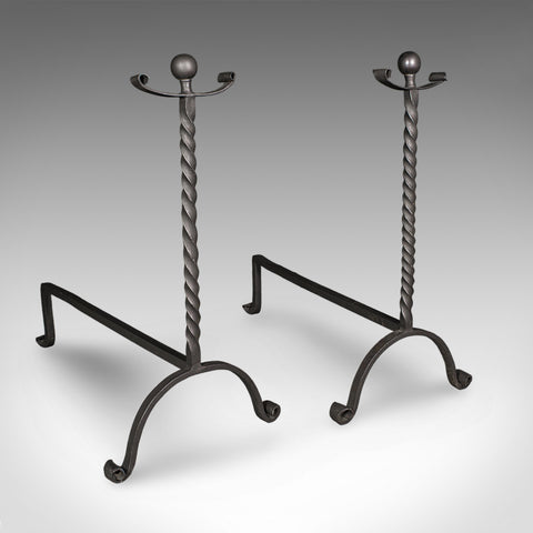 Large Pair of Antique Fireplace Andirons, English, Fire Dog, Victorian, C.1860 - London Fine Antiques