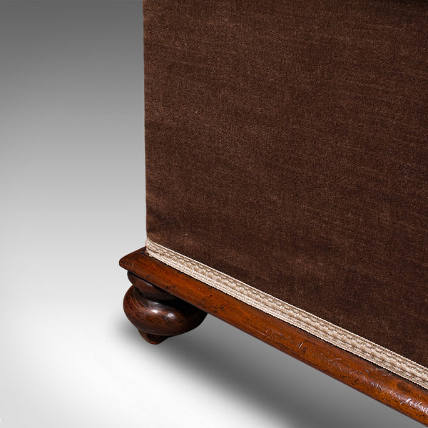 Antique Ottoman Footstool, English, Needlepoint, Dressing Stool, Victorian, 1860