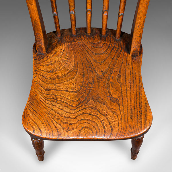 Trio of Antique Station Chairs, English Elm, Reception Hall Side Seat, Victorian