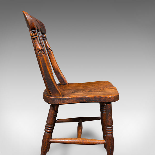 Trio of Antique Station Chairs, English Elm, Reception Hall Side Seat, Victorian