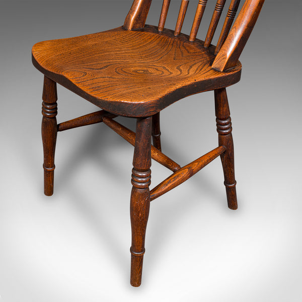 Trio of Antique Station Chairs, English Elm, Reception Hall Side Seat, Victorian