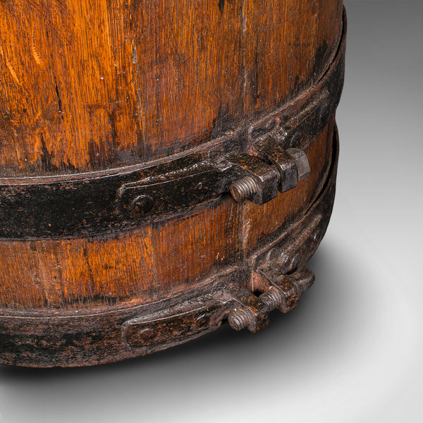 Antique Coopered Stick Stand, English, Oak, Barrel, Umbrella Loop, Victorian