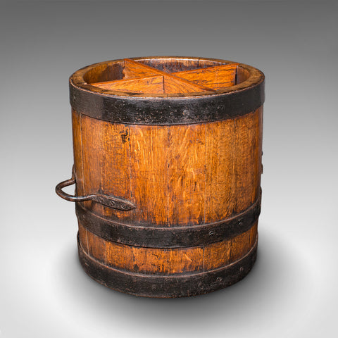 Antique Coopered Stick Stand, English, Oak, Barrel, Umbrella Loop, Victorian