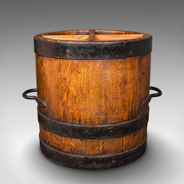 Antique Coopered Stick Stand, English, Oak, Barrel, Umbrella Loop, Victorian