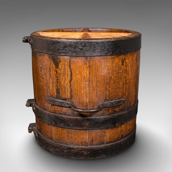 Antique Coopered Stick Stand, English, Oak, Barrel, Umbrella Loop, Victorian