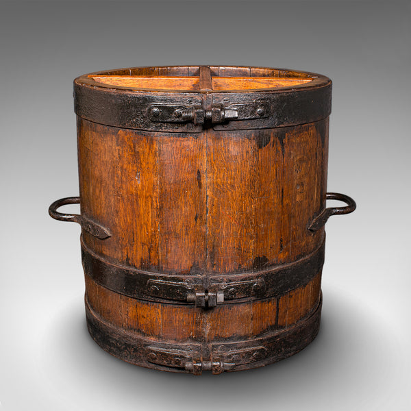 Antique Coopered Stick Stand, English, Oak, Barrel, Umbrella Loop, Victorian