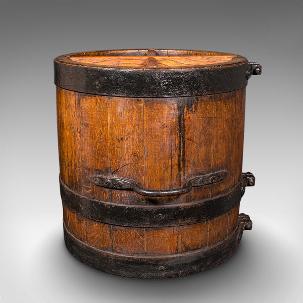 Antique Coopered Stick Stand, English, Oak, Barrel, Umbrella Loop, Victorian