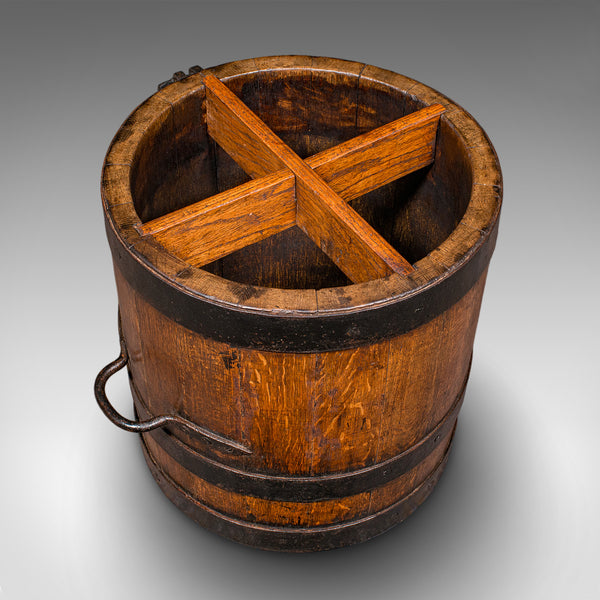 Antique Coopered Stick Stand, English, Oak, Barrel, Umbrella Loop, Victorian