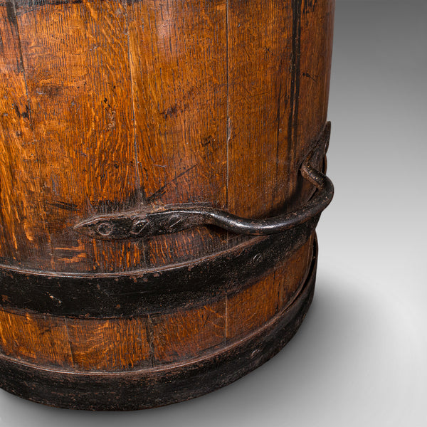 Antique Coopered Stick Stand, English, Oak, Barrel, Umbrella Loop, Victorian