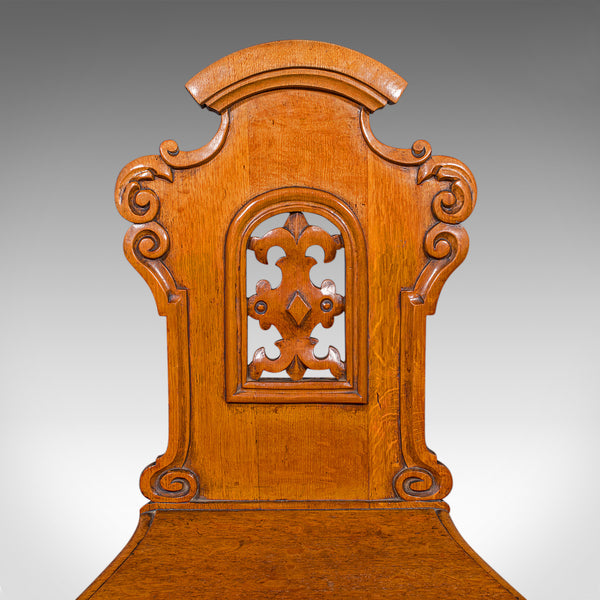 Pair of Antique Hall Chairs, Scottish, Oak, Reception Seats, Regency, Circa 1830