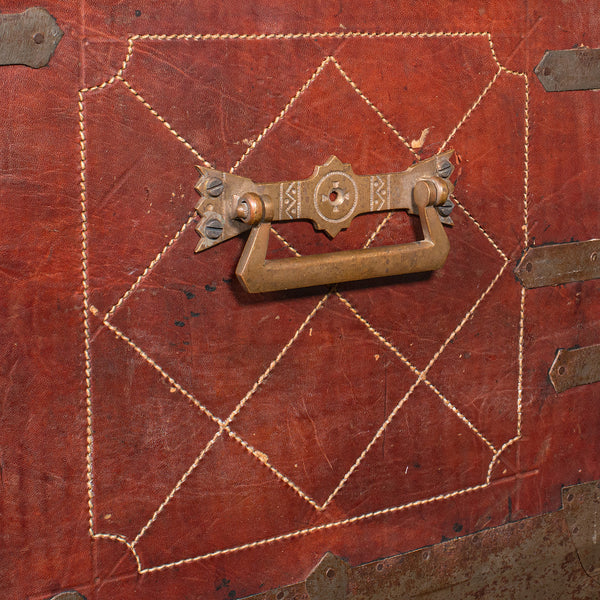 Antique Casablanca Travel Trunk, African, Leather, Portmanteau Case, Edwardian