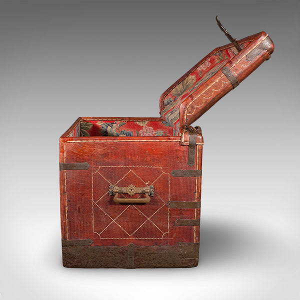 Antique Casablanca Travel Trunk, African, Leather, Portmanteau Case, Edwardian