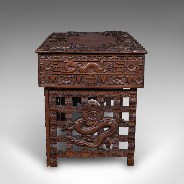 Antique Travelling Trader’s Altar, Oriental Teak Stand, Folding Table, Victorian