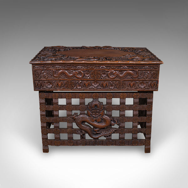 Antique Travelling Trader’s Altar, Oriental Teak Stand, Folding Table, Victorian