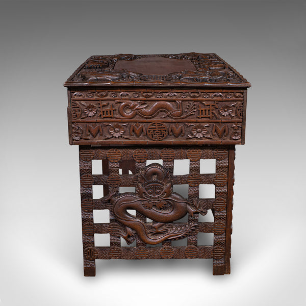 Antique Travelling Trader’s Altar, Oriental Teak Stand, Folding Table, Victorian