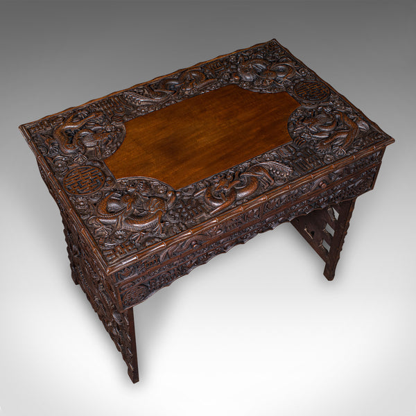 Antique Travelling Trader’s Altar, Oriental Teak Stand, Folding Table, Victorian