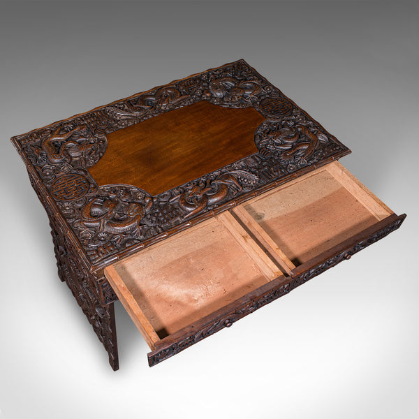 Antique Travelling Trader’s Altar, Oriental Teak Stand, Folding Table, Victorian