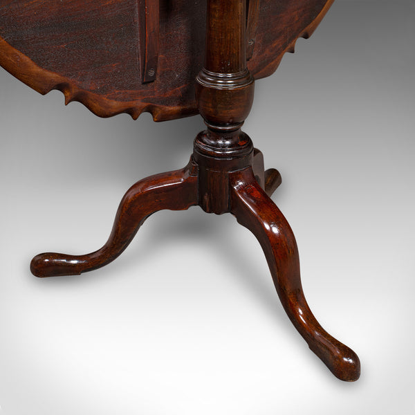 Antique 4 Seat Occasional Table, English, Walnut, Tilt Top, Pie Crust, Georgian