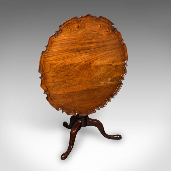 Antique 4 Seat Occasional Table, English, Walnut, Tilt Top, Pie Crust, Georgian