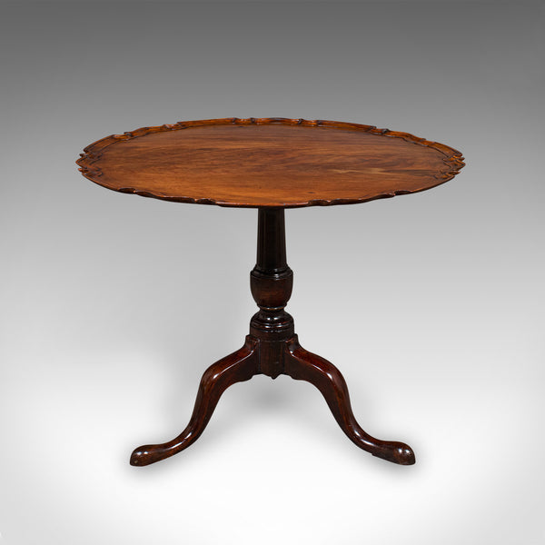 Antique 4 Seat Occasional Table, English, Walnut, Tilt Top, Pie Crust, Georgian