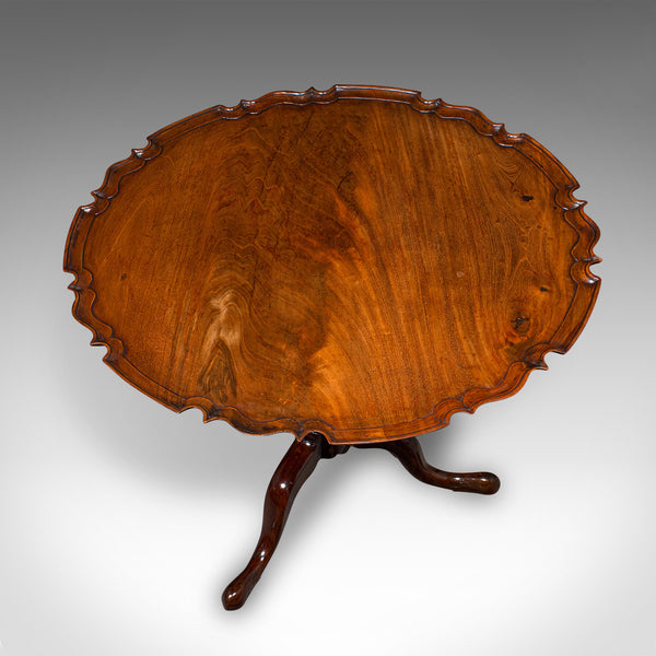 Antique 4 Seat Occasional Table, English, Walnut, Tilt Top, Pie Crust, Georgian