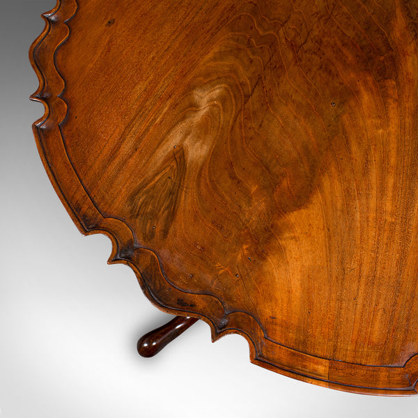 Antique 4 Seat Occasional Table, English, Walnut, Tilt Top, Pie Crust, Georgian