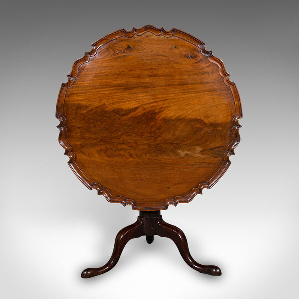 Antique 4 Seat Occasional Table, English, Walnut, Tilt Top, Pie Crust, Georgian