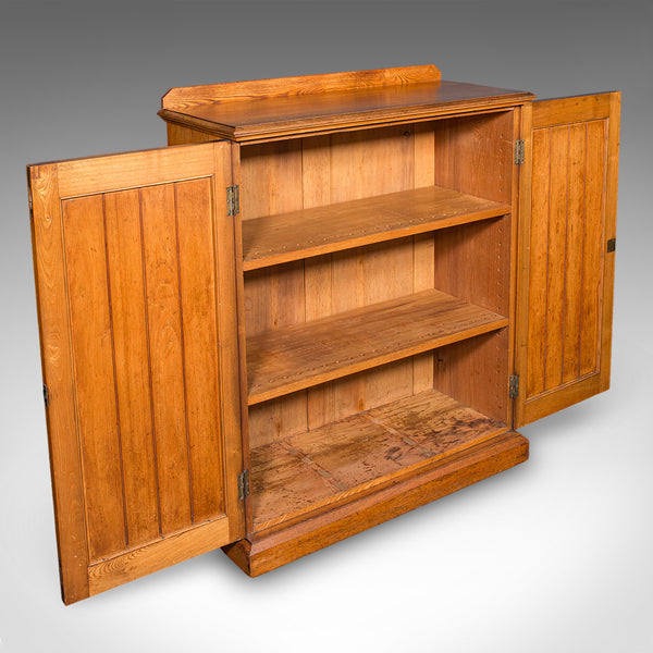 Tall Antique Side Cabinet, English, Ash, Book Cupboard, Hall, Lounge, Victorian