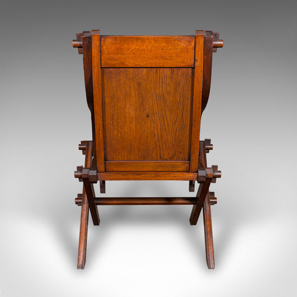 Antique Glastonbury Chair, English, Oak, Elbow Seat, Gothic Revival, Victorian