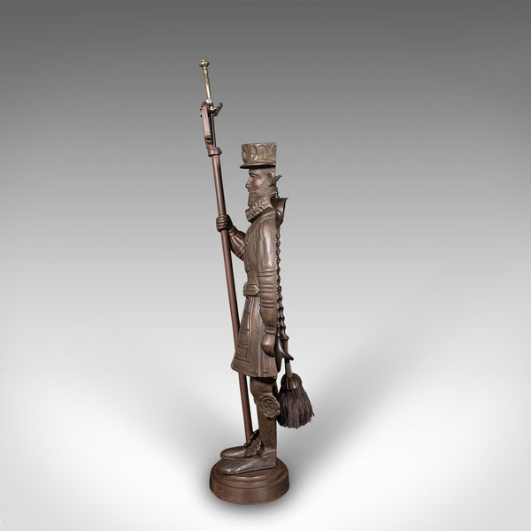 Antique Beefeater Fireside Companion, Cast Iron, English, Fire Tools, Edwardian