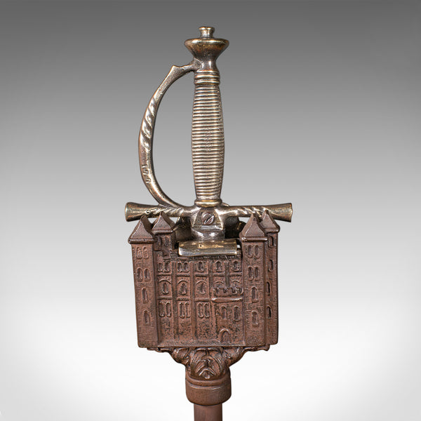 Antique Beefeater Fireside Companion, Cast Iron, English, Fire Tools, Edwardian