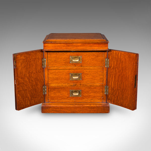 Small Antique Specimen Case, English, Oak, Collector’s Cabinet, Victorian, 1880