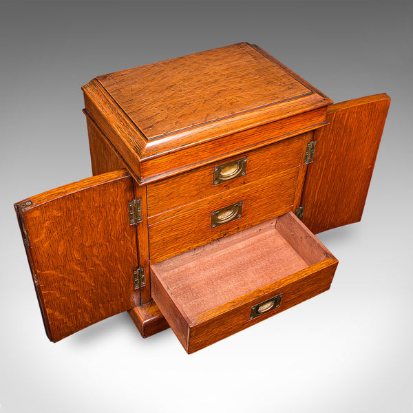 Small Antique Specimen Case, English, Oak, Collector’s Cabinet, Victorian, 1880