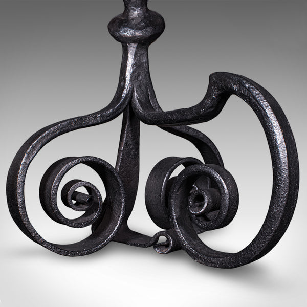 Pair of Antique Fireplace Andirons, French, Country House Hearth, Art Nouveau
