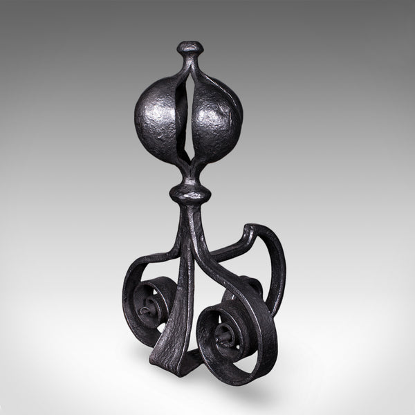 Pair of Antique Fireplace Andirons, French, Country House Hearth, Art Nouveau