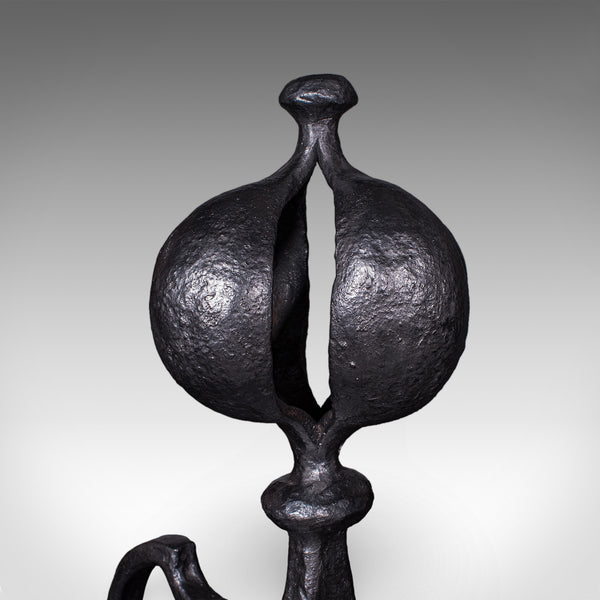 Pair of Antique Fireplace Andirons, French, Country House Hearth, Art Nouveau
