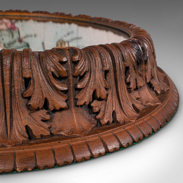 Antique Cake Display Stand, German, Oak, Mirrored Gateau Centrepiece, Victorian