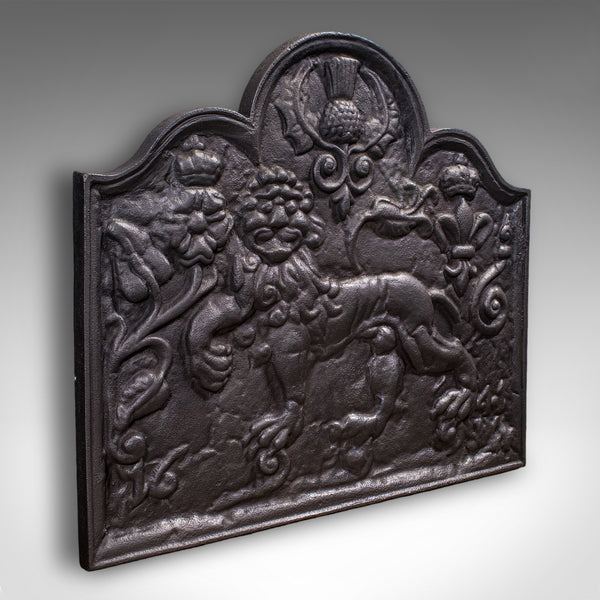Antique Relief Fire Back, English, Iron, Fireplace Reflector, Victorian, C.1895