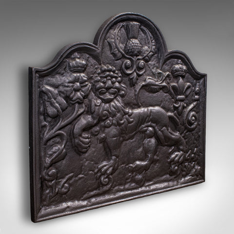 Antique Relief Fire Back, English, Iron, Fireplace Reflector, Victorian, C.1895